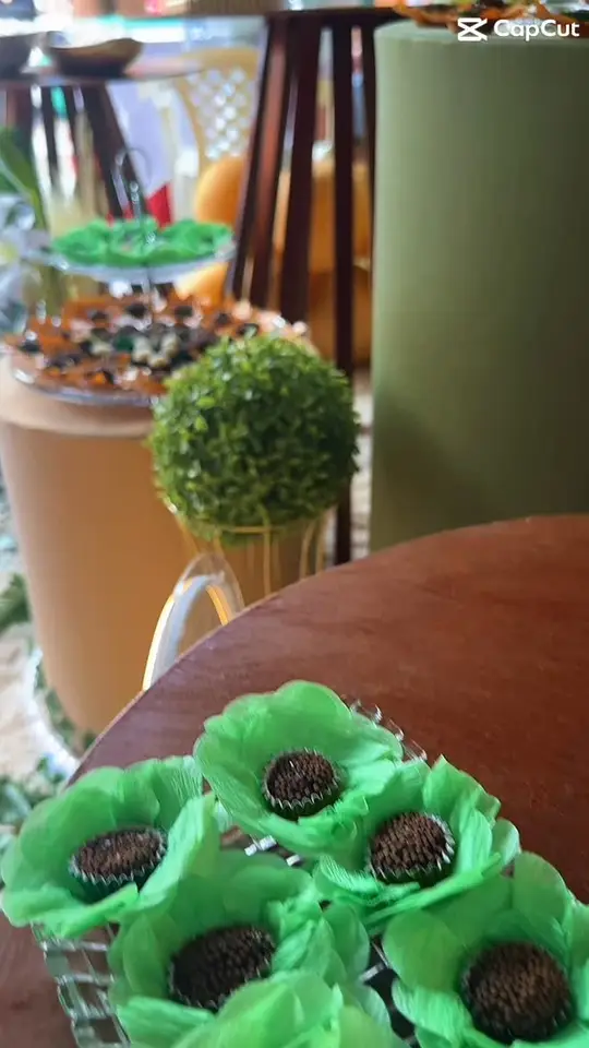 Aniversário de 60 anos em tons de verde com painel em arco e balões